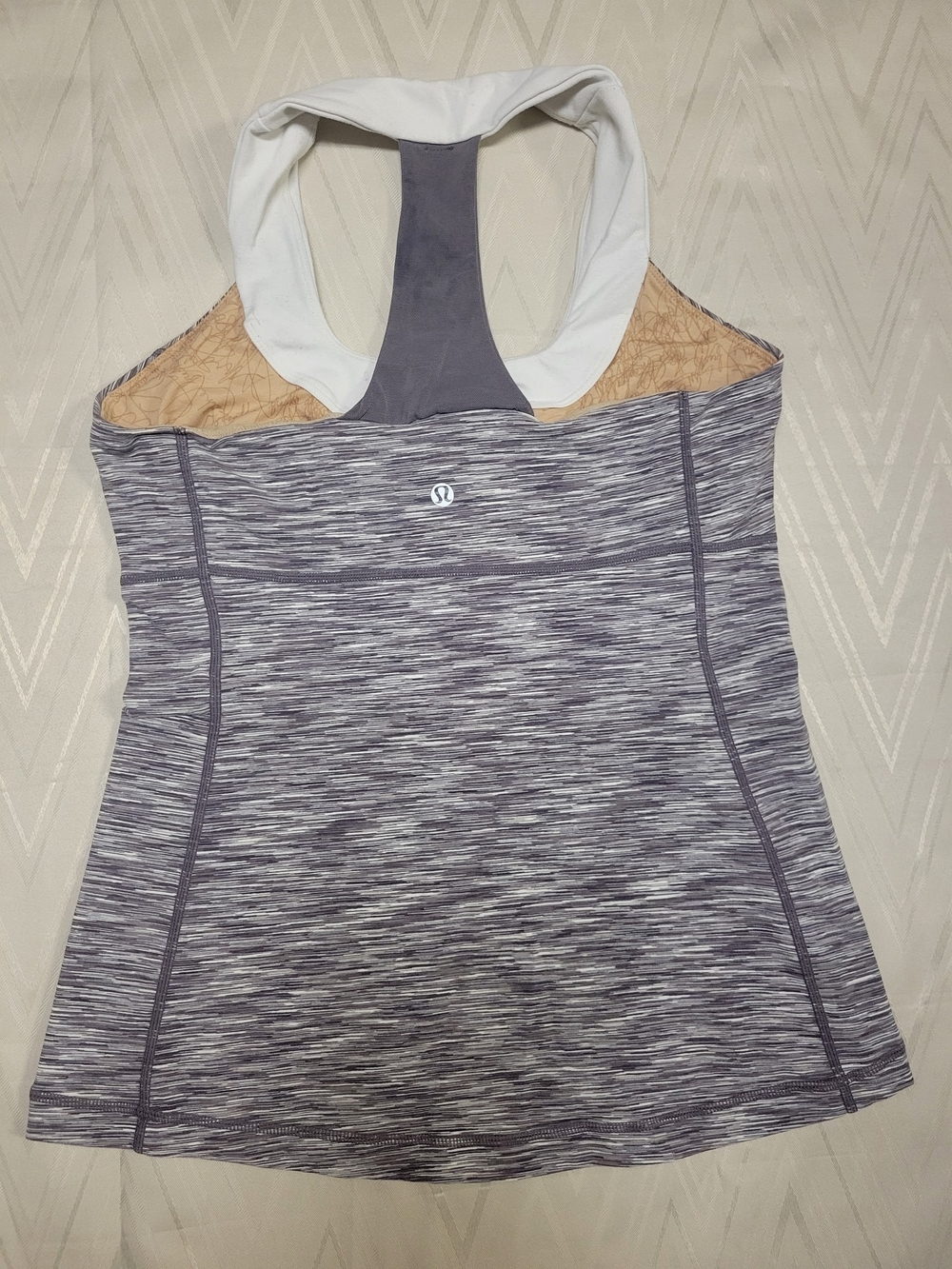 lululemon athletica Women's Gray Space-Dye Racerback Tank with White Straps
